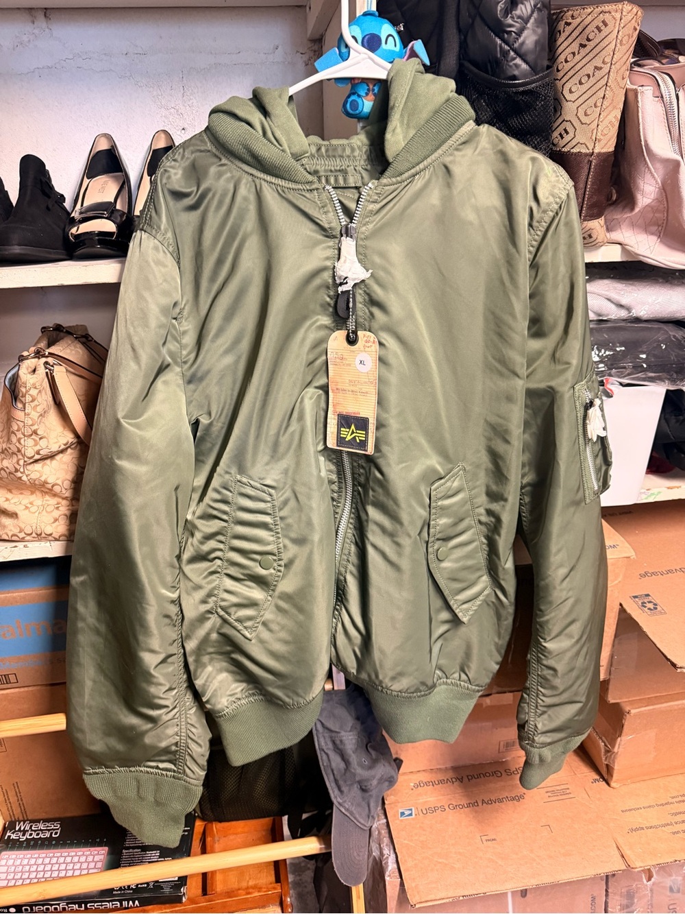 Olive Green Brand New Air Force Bomber Jacket with Hood